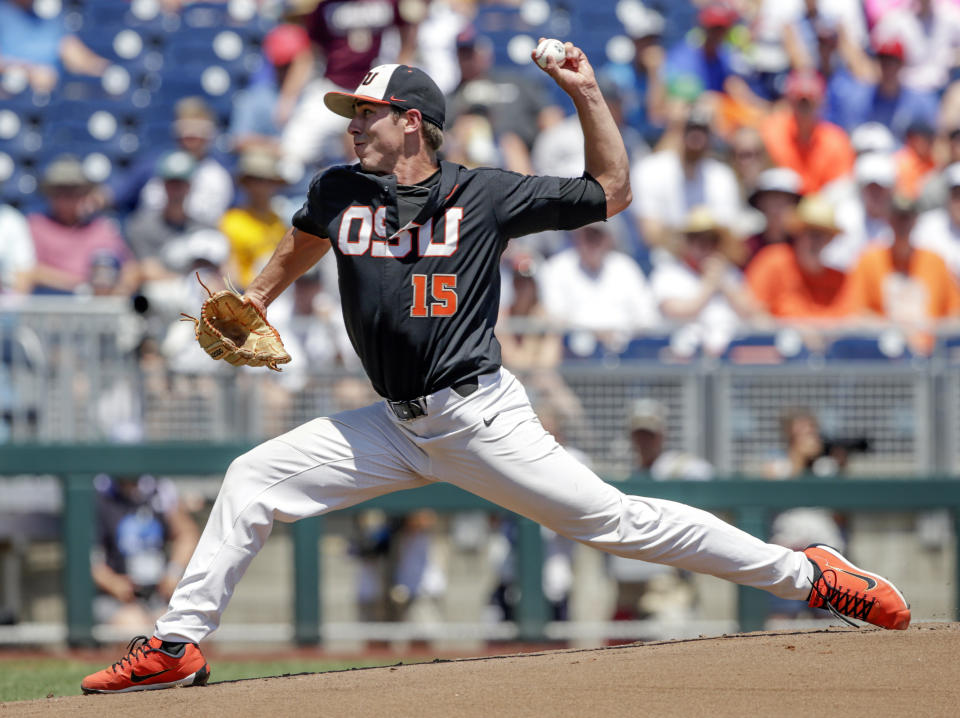 Luke Heimlich will pitch in Game 1 of the College World Series for Oregon State. (AP Photo/Nati Harnik)