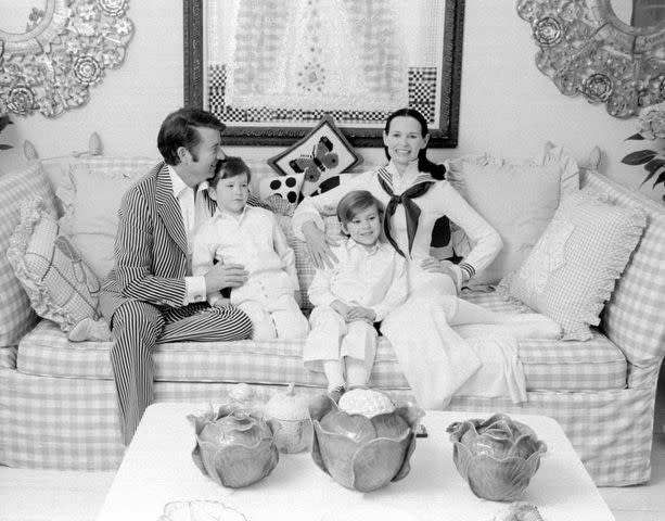 <p>Jack Robinson/Hulton Archive/Getty</p> Anderson Cooper's family, Wyatt Cooper, Carter Cooper, Anderson Cooper and Gloria Vanderbilt, in 1972.