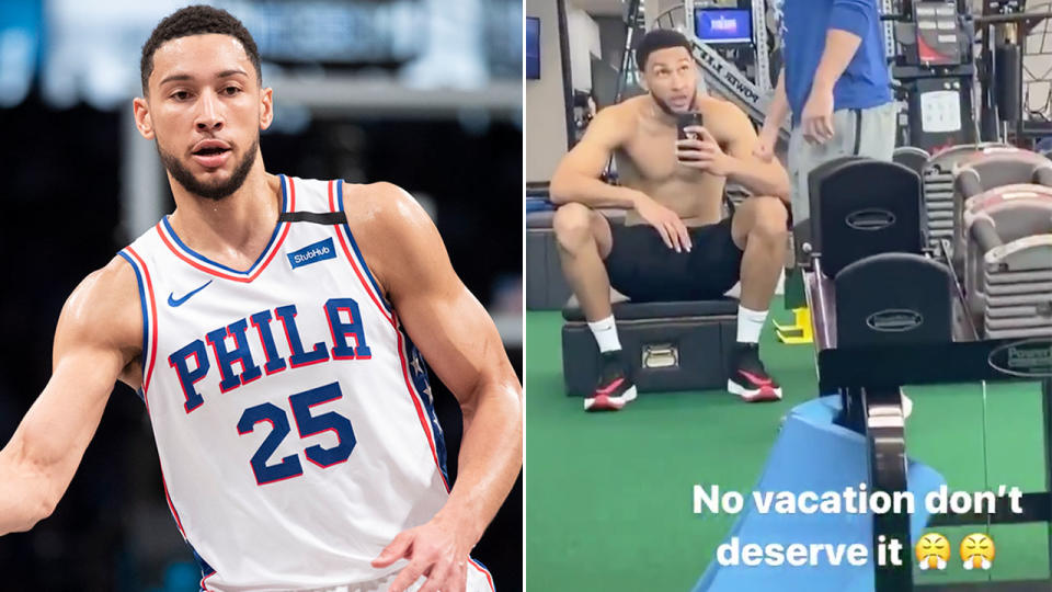 Ben Simmons is seen on the right hitting the gym after the 76ers' Playoffs exit.