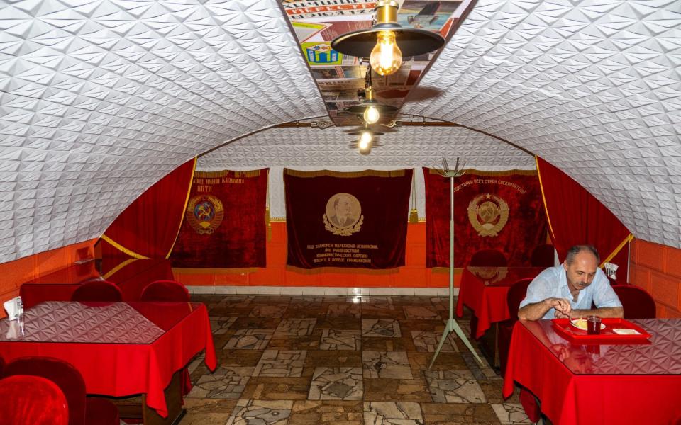 Lunch for one diner at the USSR-themed canteen