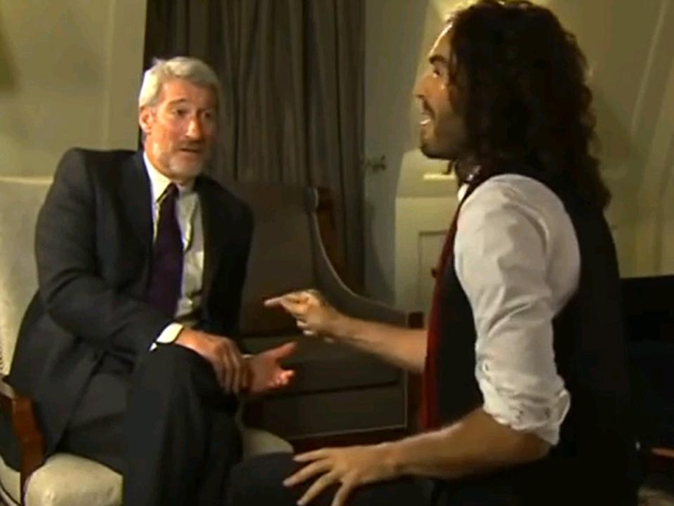 Russell Brand (right) with Jeremy Paxman on ‘Newsnight’, in which he confessed that he had never voted
