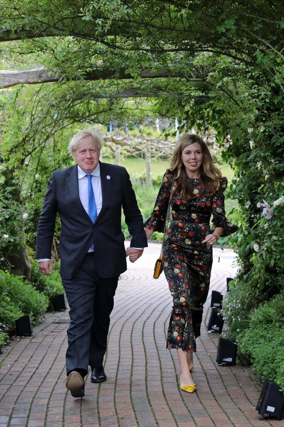 Mr and Mrs Johnson welcomed the Queen at the Eden Project (POOL/AFP via Getty Images)