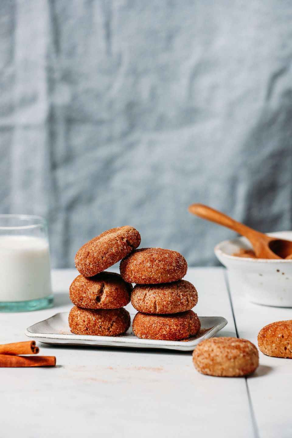 <p>Fluffy, crisp, and spiked with cinnamon, these are sure to be your new favorite holiday cookies. They're vegan, gluten-free, and naturally sweetened too!</p><p><strong>Get the recipe at <a href="https://minimalistbaker.com/1-bowl-snickerdoodle-cookies-vegan-gf/" rel="nofollow noopener" target="_blank" data-ylk="slk:Minimalist Baker;elm:context_link;itc:0;sec:content-canvas" class="link ">Minimalist Baker</a>.</strong></p>