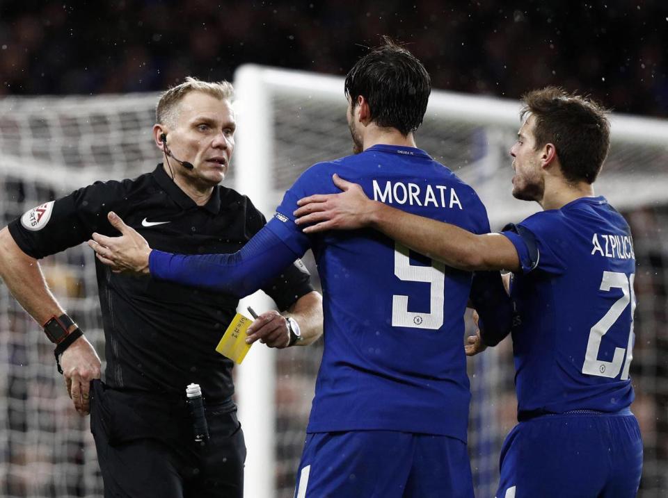 Morata was sent off late on (Getty)