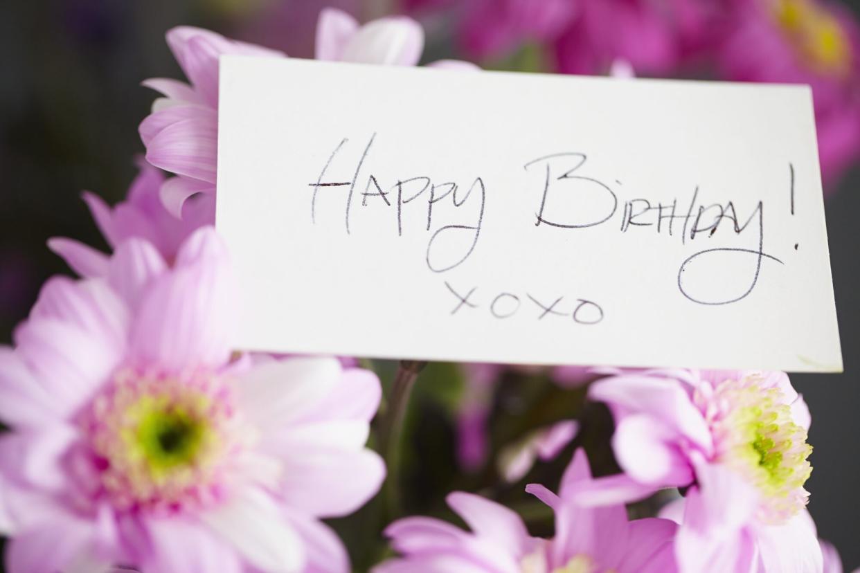 Birthday Flowers and Note