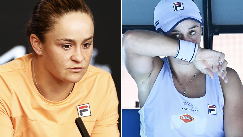 Ash Barty, pictured here after crashing out of the Australian Open in the quarter-finals.