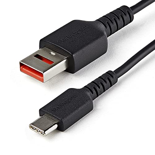 StarTech.com 3ft (1m) Secure Charging Cable USB-A to USB-C Data Blocker Charge-Only Cable No-Data Power-Only Charger Cable for Phone/Tablet Data Blocking USB Protector Adapter Cable (USBSCHAC1M)