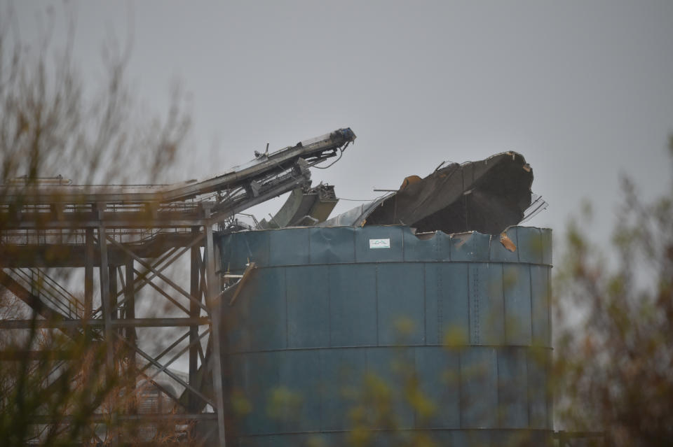 The scene in Avomouth, Bristol, as fire crews, police and paramedics are responding to a large explosion at a warehouse where there have been multiple casualties.