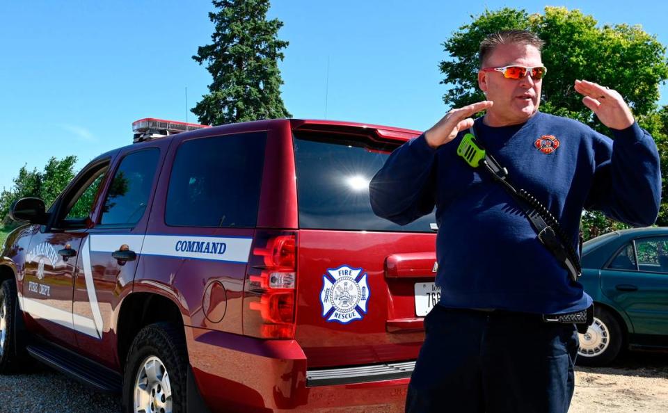 Chief Dave Schutte of the Camanche Fire Department in Camanche, Iowa, fears a proposed merger of Kansas City Southern and Canadian Pacific railways will increase train traffic and length of trains traveling through the town potentially blocking all seven rail crossing for extended periods of time, delaying emergency services from crossing the tracks.