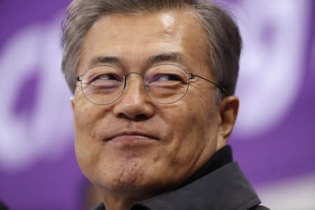 FILE PHOTO - Short Track Speed Skating Events - Pyeongchang 2018 Winter Olympics - Women's 1500m - Gangneung Ice Arena - Gangneung, South Korea - February 17, 2018 - South Korea's President Moon Jae-in attends. REUTERS/John Sibley