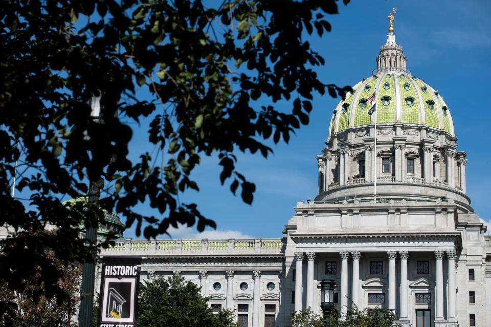 The Pennsylvania State Capitol Complex is seen from State Street on Monday, Sept. 20, 2021, in Harrisburg.