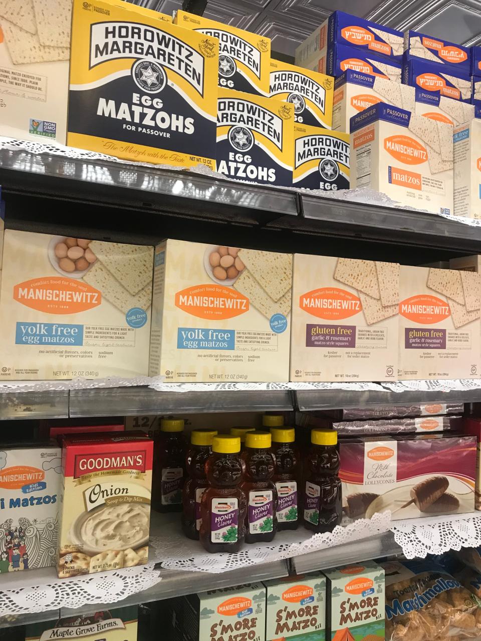 The shelves at DeCicco & Sons in Pelham are fully stocked with Passover items.