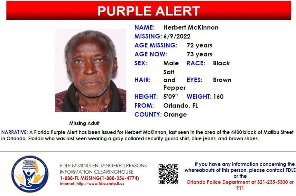 Herbert McKinnon was last seen in Orlando on June 9, 2022.