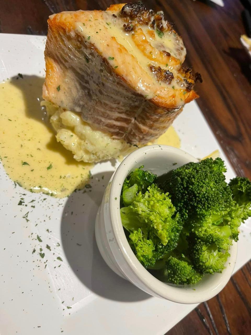 New on Thirsty Whale Tavern's menu is the Baked Stuffed Salmon.