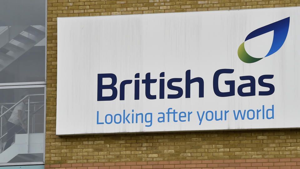 A British Gas sign is seen at its offices in Staines in southern England, July 31, 2014.