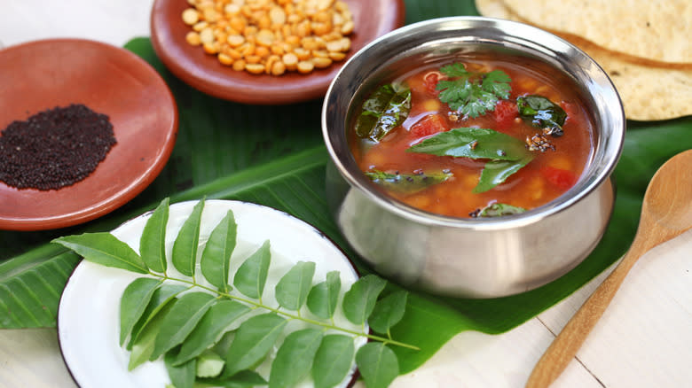 Rasam and curry leaves