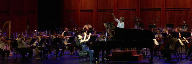 Pianist Joyce Yang performs with the National Symphony Orchestra. / Credit: CBS News