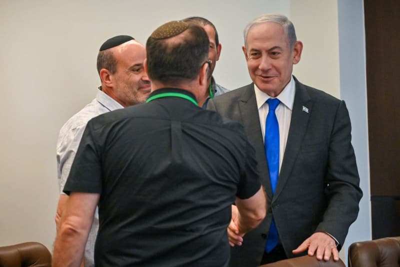 Prime Minister Of Israel Benjamin Netanyahu (R) Meets With Representatives Of Hostages' Families And Bereaved Families From The Heroism Forum And The Hope Forum, At The Prime Minister'S Office In Jerusalem. Kobi Gideon/Gpo/Dpa