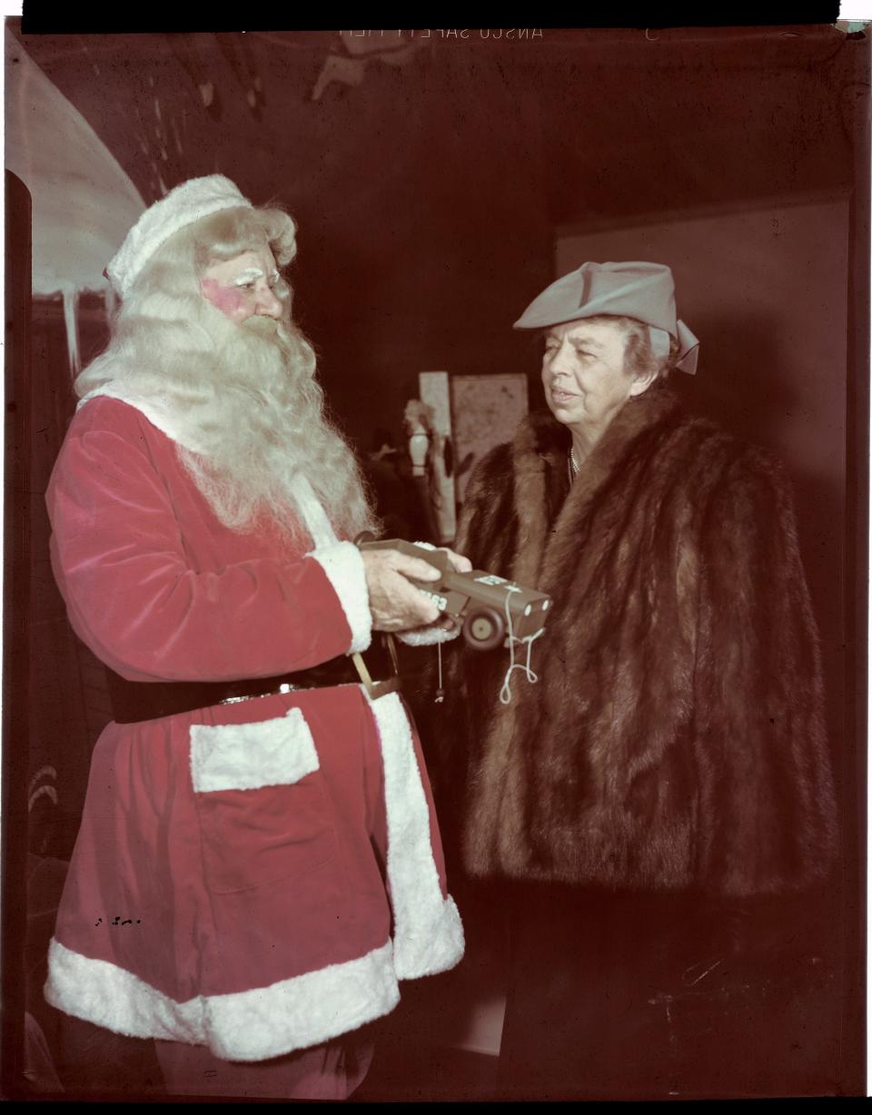 Mrs Eleanor Roosevelt with Santa