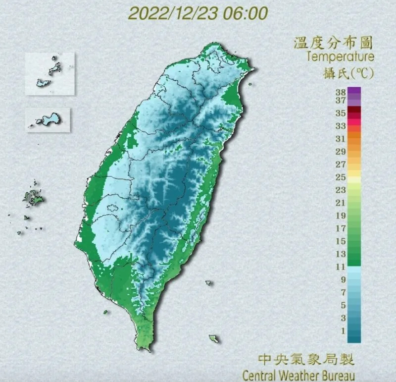 ▲今日至25日，受寒流及輻射冷卻影響，北部及東北部天氣非常寒冷。（圖／中央氣象局）