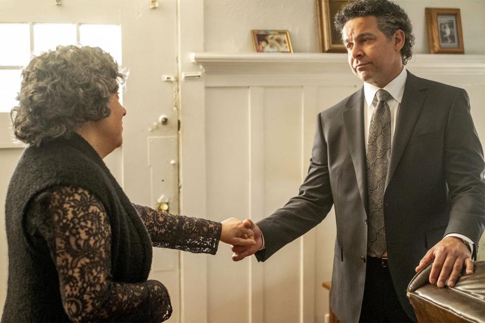 THIS IS US -- “Miguel” Episode 615 -- Pictured: (l-r) Eileen Galindo as Beatriz, Jon Huertas as Miguel -- (Photo by: Ron Batzdorff/NBC)