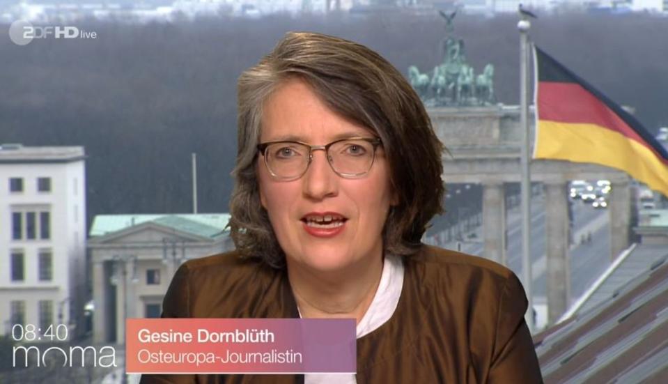 Die live zugeschaltete Russland-Expertin Gesine Dornblüth brachte sagte im "ZDF Morgenmagazin", in Russland gäbe es gegenüber den aktuellen Geschehnissen "leider eine große Gleichgültigkeit". (Bild: ZDF / Screenshot)