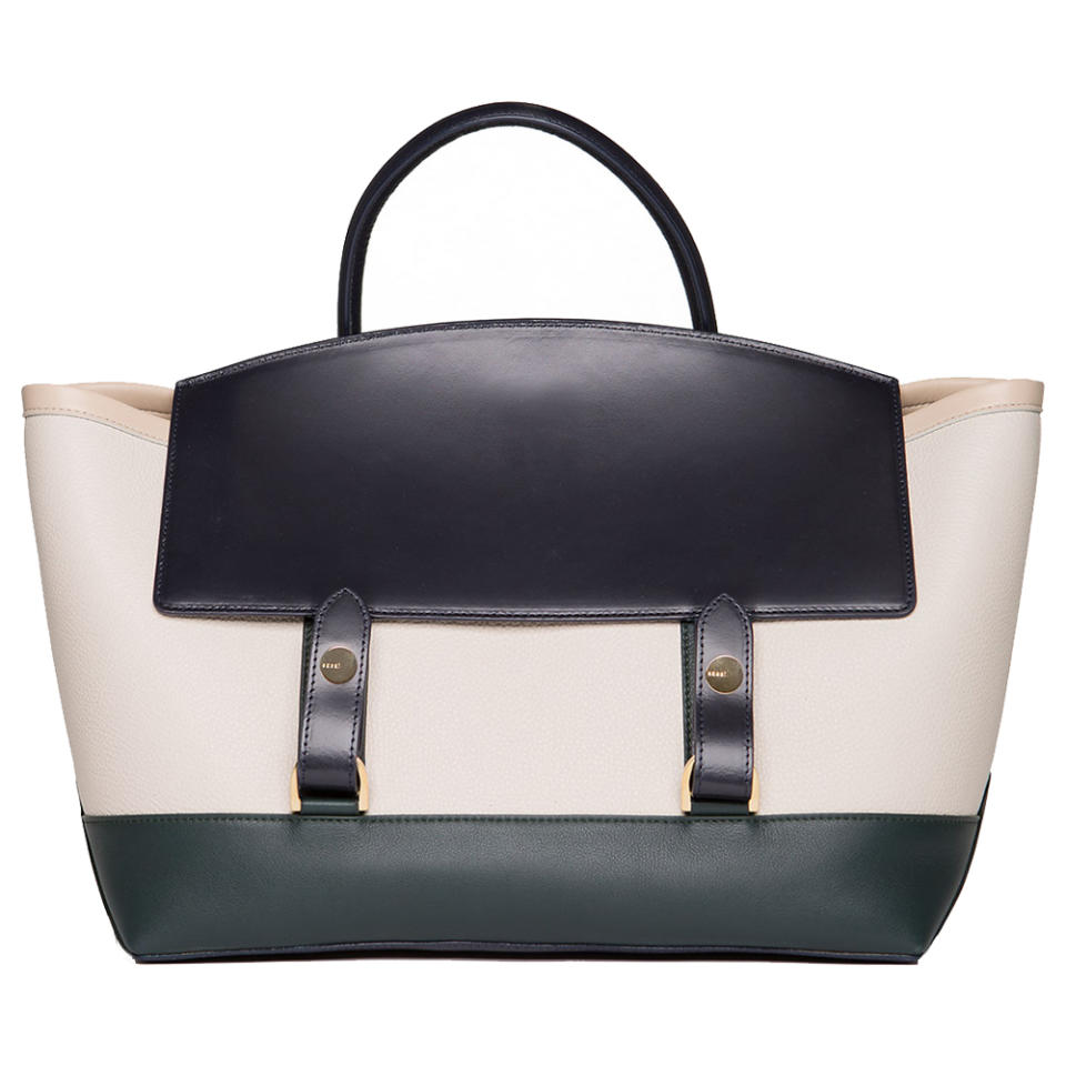 Large Colorblock Flap-Top Tote Bag