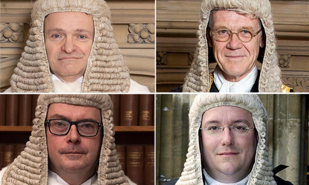 <span>The judges who resigned from the Garrick Club, clockwise from top left: Sir Nicholas Cusworth, Sir Keith Lindblom, Sir Ian Dove and Sir Nicholas Lavender. The latest resignations follow those of the head of the civil service and the MI6 chief.</span><span>Photograph: Avalon</span>