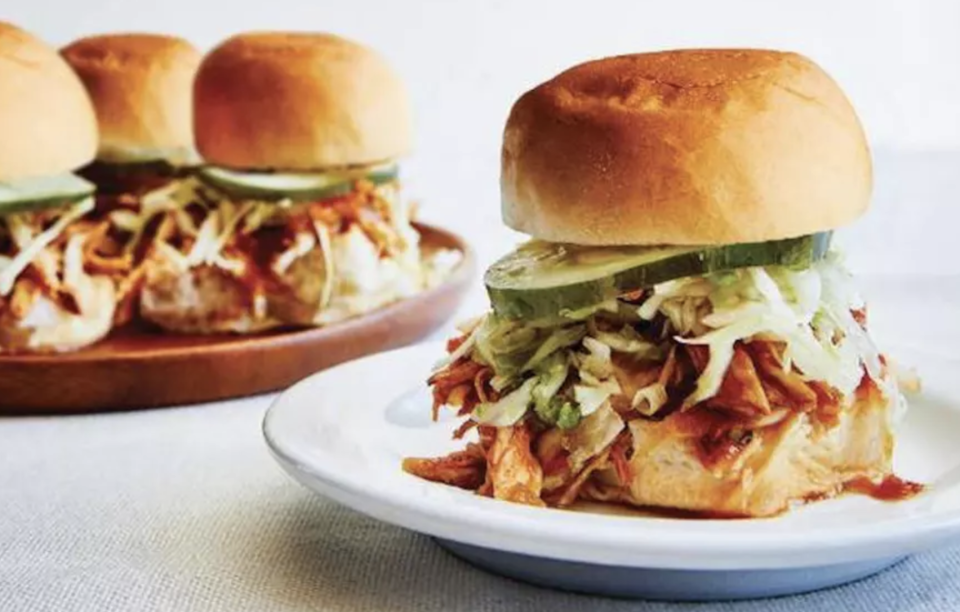 <p>These sliders are ideal for everything from a backyard hangout to dinner on the couch. Aside from the rolls and coleslaw, you need a bottle of your favorite BBQ sauce, boneless chicken and 5 cups of root beer. Yes, you read that correctly. It sounds strange, but root beer gives these BBQ sliders an interesting twist. </p> <p><a href="https://www.thedailymeal.com/best-recipes/mini-bbq-chicken-sliders?referrer=yahoo&category=beauty_food&include_utm=1&utm_medium=referral&utm_source=yahoo&utm_campaign=feed" rel="nofollow noopener" target="_blank" data-ylk="slk:For the Mini BBQ Chicken Sliders recipe, click here.;elm:context_link;itc:0;sec:content-canvas" class="link ">For the Mini BBQ Chicken Sliders recipe, click here. </a></p>