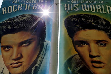 FILE PHOTO - Street banners line Elvis Presley boulevard near Graceland in Memphis, Tennessee, May 28, 2015. REUTERS/Mike Blake