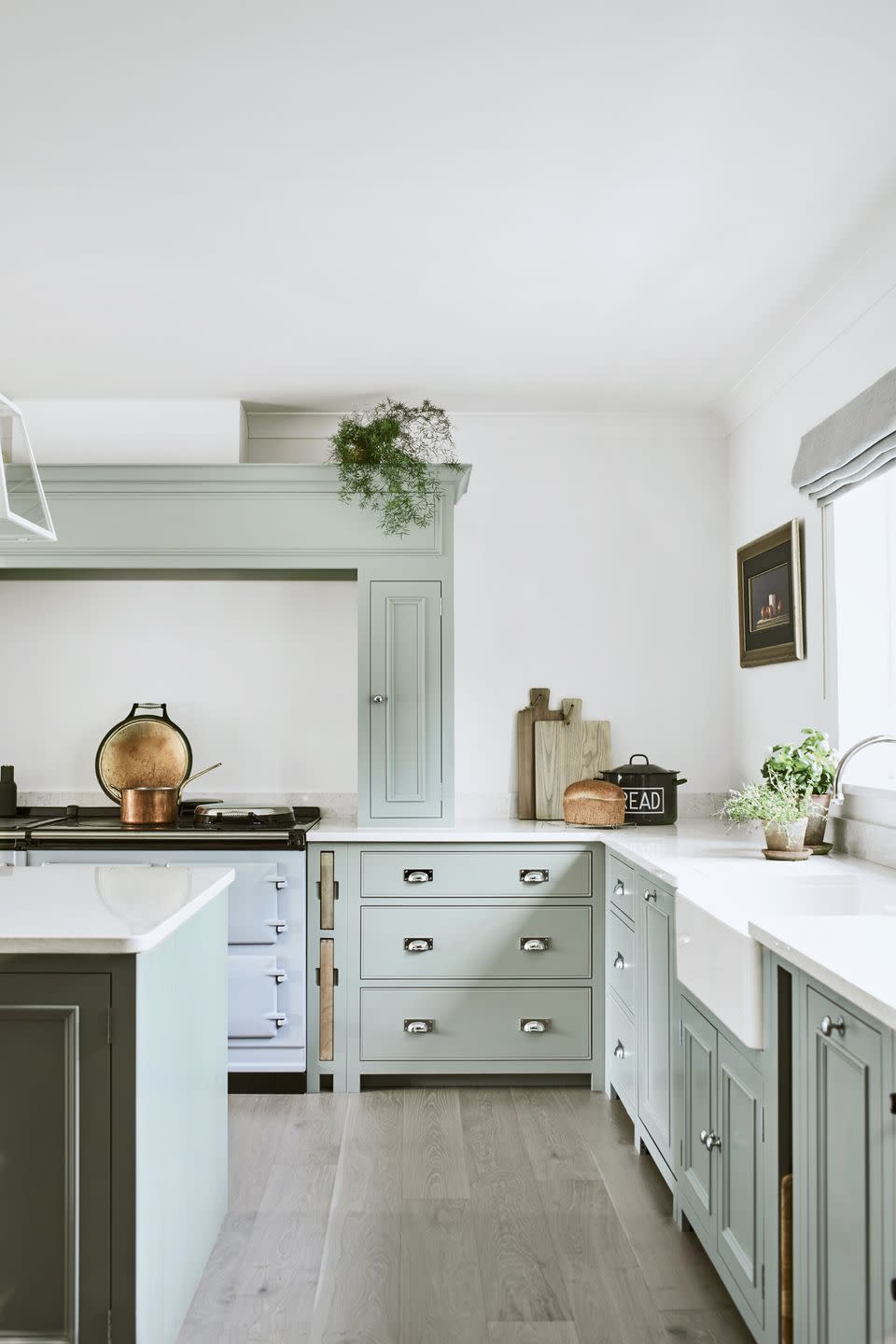 neptune kitchen makeover sage green worktops country style