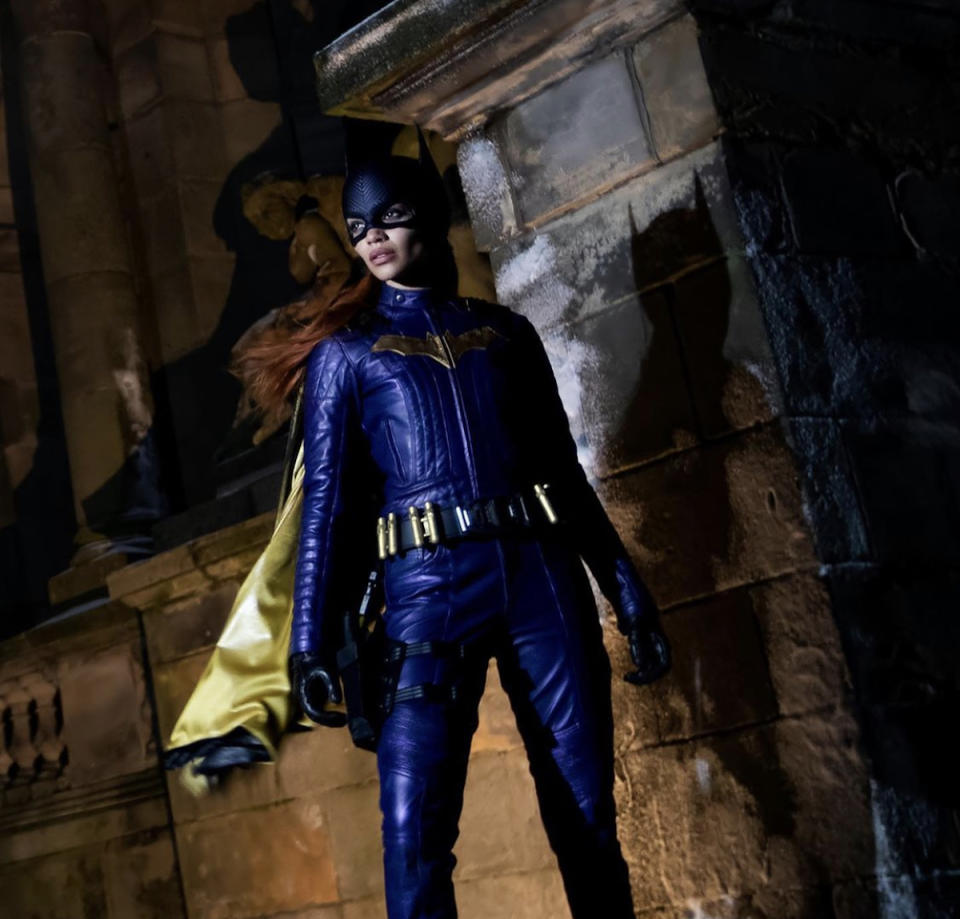 Leslie Grace in costume as Batgirl