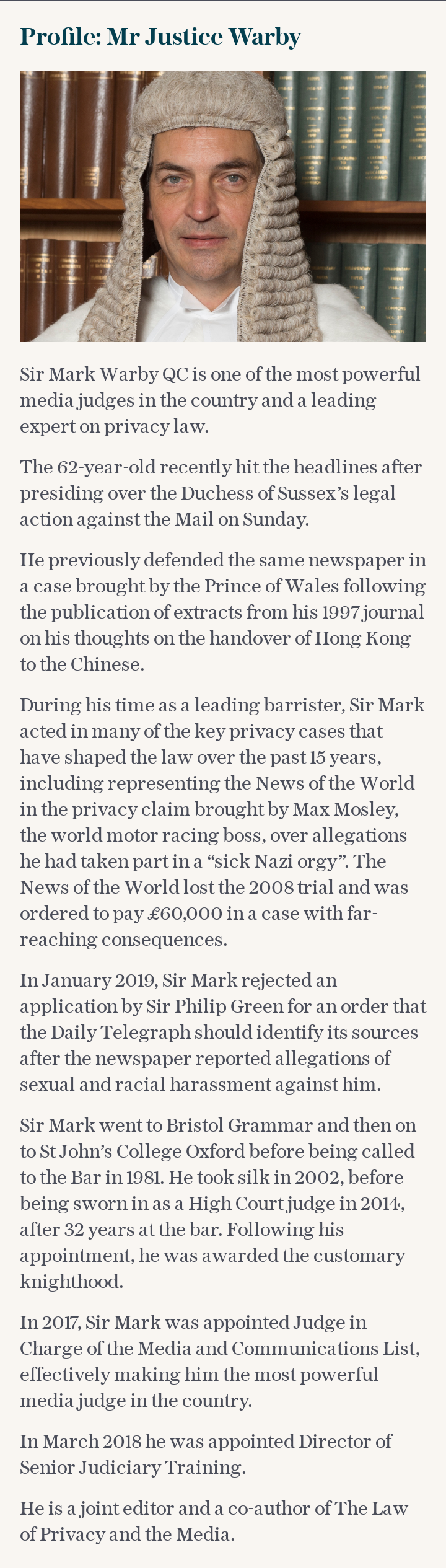 Profile: Mr Justice Warby