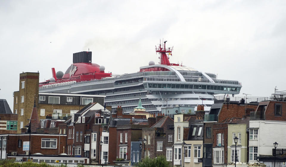 Virgin Voyage's luxury cruise ship Scarlet Lady arrives into Portsmouth for the first time. The 110,000-tonne liner is the largest ship to have ever docked in the city, bigger than both of the Royal Navy's aircraft carriers (pa)