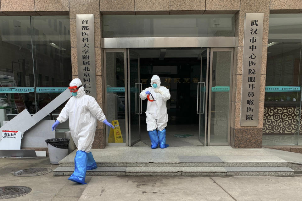 Una entrada al Hospital Central de la ciudad de Wuhan, China, el epicentro de la epidemia del coronavirus, el 7 de febrero de 2020. (Chris Buckley/The New York Times)