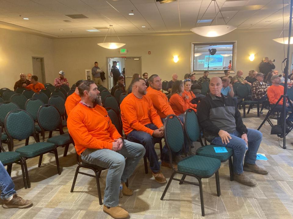 Members of Laborers Local 185 showed up to the Tuesday, Nov. 28, 2023, Fountain Wind meeting in support of the project.