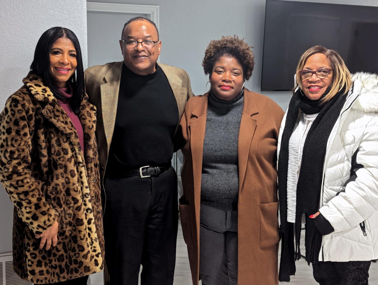 Several Culbertson East Highland Neighborhood Association leaders posed for a photo with other community leaders at a recent meeting. From left, are Valerie McMurry, the Rev. Marcus Carruthers, Kimberly Mackall and Jacquelyn Parks.