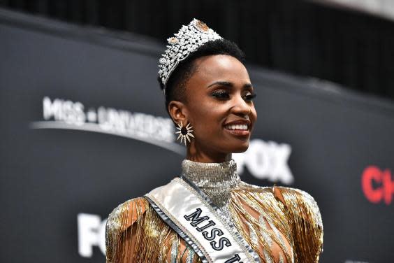 Miss Universe 2019 Zozibini Tunzi, of South Africa, appears at a press conference following the pageant (Getty Images)