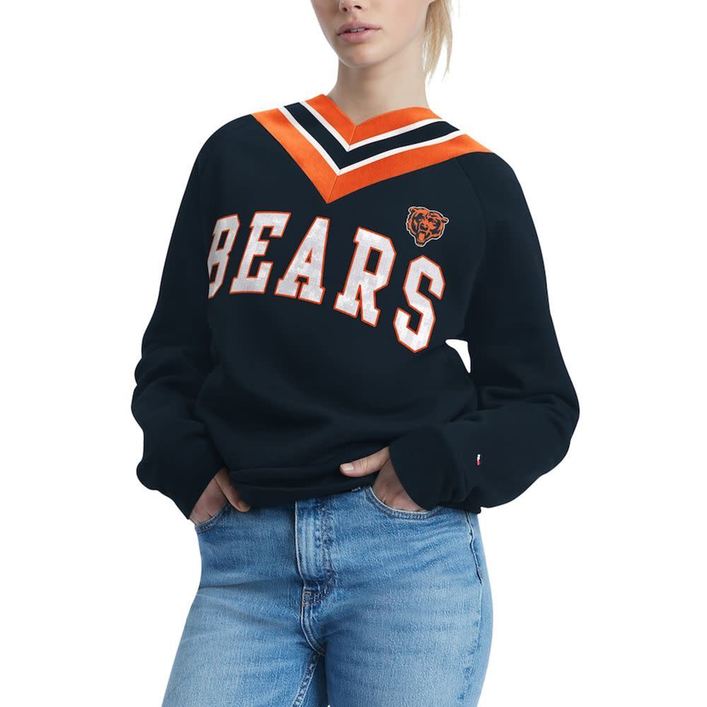 <p><a href="https://go.redirectingat.com?id=74968X1596630&url=https%3A%2F%2Fwww.fanatics.com%2Fnfl%2Fchicago-bears%2Fchicago-bears-tommy-hilfiger-womens-heidi-raglan-v-neck-sweater-navy%2Fo-1394%2Bt-92936892%2Bp-9177008920438%2Bz-9-144528568%3F_ref%3Dp-SRP%253Am-GRID%253Ai-r0c1%253Apo-1&sref=https%3A%2F%2F" rel="nofollow noopener" target="_blank" data-ylk="slk:Shop Now;elm:context_link;itc:0;sec:content-canvas" class="link rapid-noclick-resp">Shop Now</a></p><p>Heidi Raglan V-Neck Sweater</p><p>fanatics.com</p><p>$55.99</p>