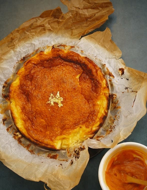 This undated photo shows gojuchang basque cheesecake made by Kat Lieu in Seattle. (Kat Lieu via AP)