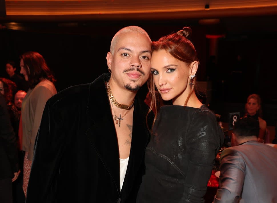 Evan Ross and Ashlee Simpson attend the Jam for Janie GRAMMY Awards Viewing Party presented by Live Nation at Hollywood Palladium on February 04, 2024 in Los Angeles, California.