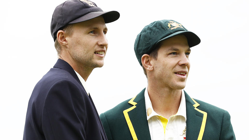 Joe Root and Tim Paine are pictured prior to the 2019 Ashes series.