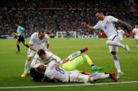 Soccer Football - Portugal v Chile - FIFA Confederations Cup Russia 2017 - Semi Final - Kazan Arena, Kazan, Russia - June 28, 2017 Chile’s Claudio Bravo celebrates with team mates after winning the penalty shootout REUTERS/Darren Staples