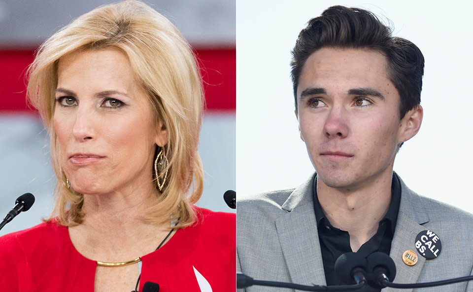 Laura Ingraham sparked an advertiser backlash when she described David Hogg as whining over college rejections. (Photo: Getty Images)