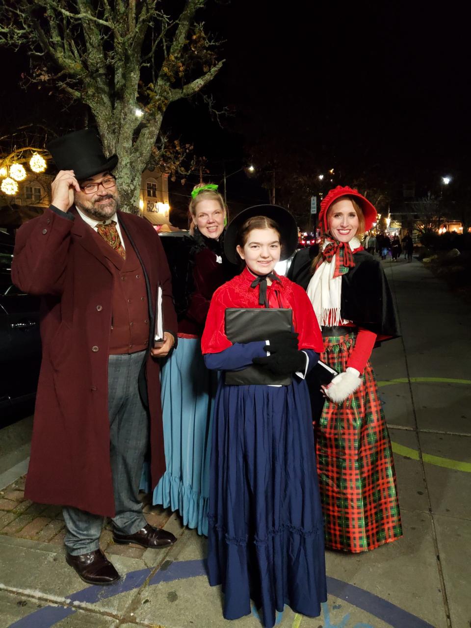 Samantha Boragine (center) with the Cape Cod Carolers, December 2023.