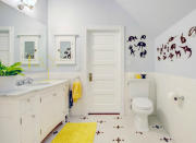<body> <p>Wall decals add panache to a room <em>without</em> commitment. The A-to-Z menagerie of animals in this kids' bathroom provides both <a rel="nofollow noopener" href=" http://www.bobvila.com/slideshow/10-ways-to-unleash-the-potential-of-your-blank-walls-46410/?bv=yahoo" target="_blank" data-ylk="slk:design and entertainment;elm:context_link;itc:0;sec:content-canvas" class="link ">design and entertainment</a>. They're easy to apply and just as easy to remove when tastes change.</p> <p><strong>Related: <a rel="nofollow noopener" href=" http://www.bobvila.com/slideshow/9-temporary-options-for-commitment-phobes-48064/?bv=yahoo" target="_blank" data-ylk="slk:9 Temporary Options for Commitment-Phobes;elm:context_link;itc:0;sec:content-canvas" class="link ">9 Temporary Options for Commitment-Phobes</a> </strong> </p> </body>
