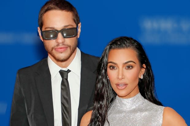 Pete Davidson and Kim Kardashian made their red carpet debut at the 2022 White House Correspondents' Association Dinner at Washington Hilton on <a href="https://parade.com/1360954/jessicasager/april-holidays-observances/" rel="nofollow noopener" target="_blank" data-ylk="slk:April;elm:context_link;itc:0;sec:content-canvas" class="link ">April</a> 30, 2022, in Washington, D.C.<p>Paul Morigi/Getty Images</p>