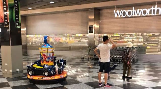 A Woolworths store purportedly in Bankstown with its doors shut during a nationwide outage. Source: Facebook