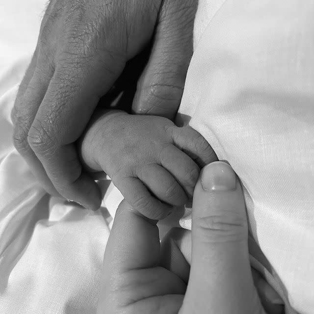 <p>August didn't show his face in his first public appearance. Princess Eugenie shared this precious photo of her baby's hand to announce his arrival in the world. </p><p><a href="https://www.instagram.com/p/CLFEI96lHW1/?utm_source=ig_embed&utm_campaign=loading" rel="nofollow noopener" target="_blank" data-ylk="slk:See the original post on Instagram;elm:context_link;itc:0;sec:content-canvas" class="link ">See the original post on Instagram</a></p>