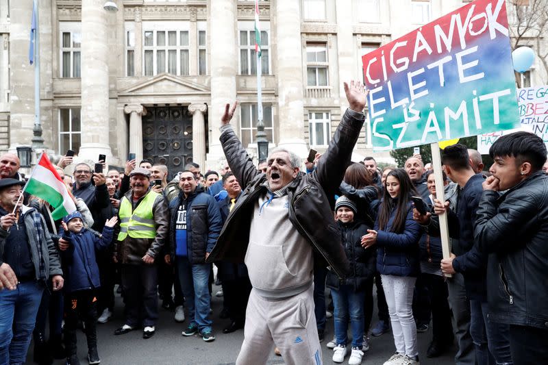 Protest against government's campaign on segregation of Roma children in Budapest